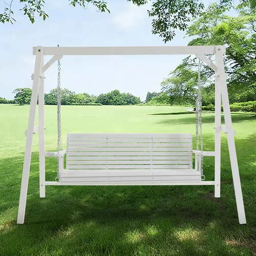 Miniatura 8 de Finnhomy Marco de columpio para porche de 880 libras, soporte estable de madera con tablero de conexión inferior adicional, marco de columpio
