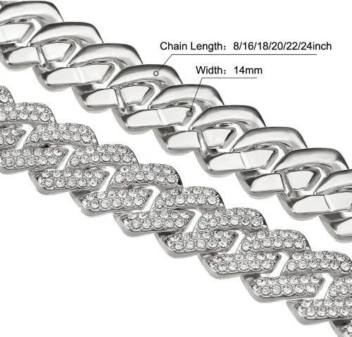 Miniatura 5 de Cadena y pulsera de eslabones cubanos de oro y plata para hombres y mujeres Collar de diamantes Iced Out Miami Cuban Hip Hop Joyería