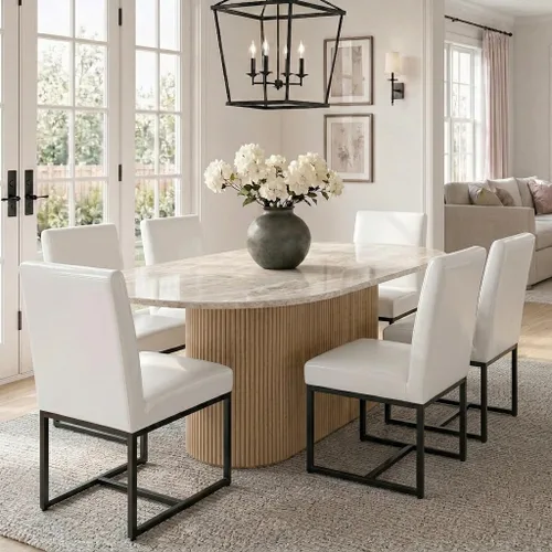 Miniatura 29 de HNY Juego de 2 sillas de cocina modernas, silla de cocina y comedor de cuero PU, silla de comedor tapizada silla auxiliar con marco de metal