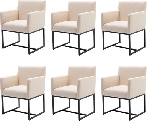 Miniatura 11 de BESTANO Juego de 2 sillas de comedor tapizadas con brazos de piel sintética de mediados de siglo, sillas decorativas modernas con marco de metal