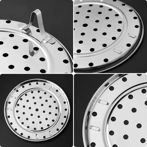 Miniatura 2 de Estante de vapor de acero inoxidable de 8.7 pulgadas de diámetro con patas extraíbles, utensilios de cocina para hornear al vapor