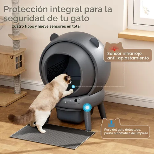 Miniatura 5 de Caja de arena automática, caja de arena autolimpiante con control de aplicación, gran capacidad para múltiples gatos, control de ruido y olor
