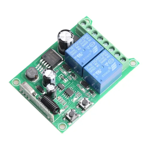 Miniatura 6 de Interruptor de control remoto universal inalámbrico DC 12V 24V 36V 48V 2CH 10A, módulo receptor de relé con transmisor remoto RF de 2 canales