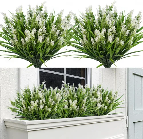 RECUTMS Plantas y flores artificiales para exteriores, flores artificiales al aire libre, plantas artificiales falsas para exteriores, flores de