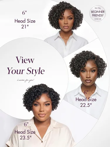 Miniatura 6 de LUVME HAIR Pelucas de cabello humano rizado sin pegamento de 6 pulgadas, precortadas, indetectable, HD, encaje Bob, peluca corta y rizada con ondas