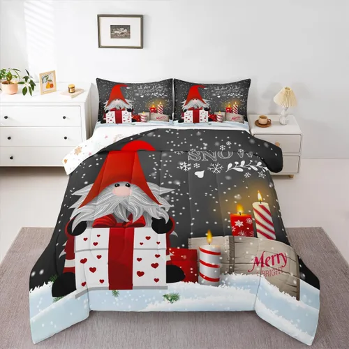 Miniatura 24 de Juego de edredón de Navidad de dibujos animados para niños, tamaño individual, juego de ropa de cama Kawaii de Papá Noel, pingüino, ciervo