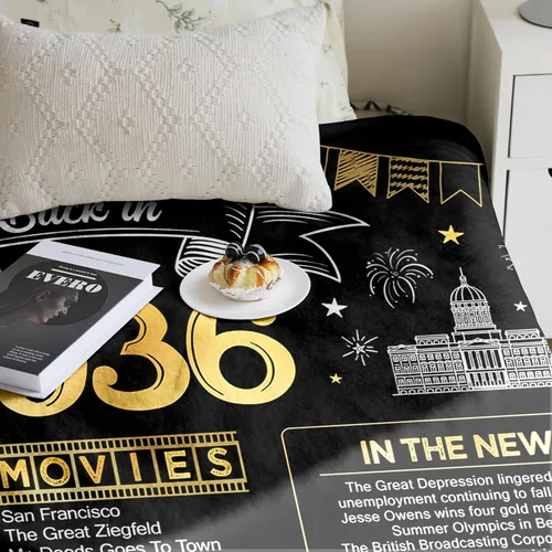 Miniatura 4 de Regalos de cumpleaños 90 para mujeres y hombres – Regreso en 1936-90 años, regalos de cumpleaños para hombres, manta de 60 pulgadas de largo x 50
