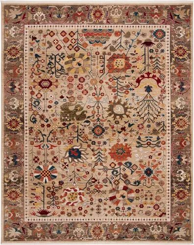 Miniatura 30 de SAFAVIEH Kashan Collection - Alfombra de área de 2 x 3 pies, color beige y gris pardo, diseño oriental tradicional, no desprende pelusa y de fácil