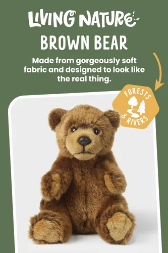 Miniatura 2 de Living Nature Peluche de oso marrón Animal esponjoso Regalo de juguete suave para niños 6 pulgadas