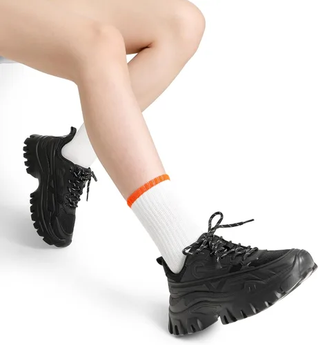 Miniatura 8 de DREAM PAIRS Zapatos deportivos gruesos de moda para mujer, con plataforma, con cordones, cómodos
