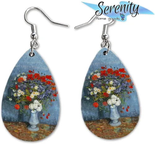 Miniatura 30 de Van Gogh - Juego de aretes colgantes divertidos Lindos aretes de joyería para niñas y mujeres Impresión de doble cara Regalo de cumpleaños