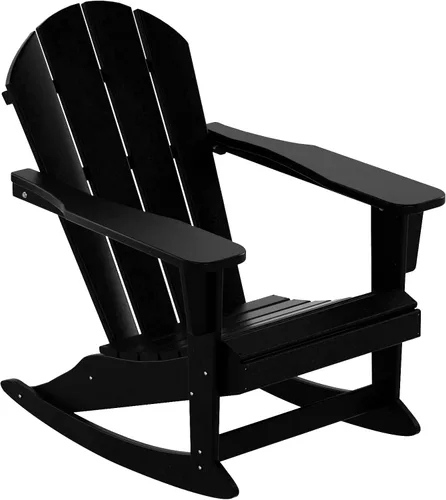 Miniatura 127 de WestinTrends Silla mecedora Malibu de poliéster para exterior/patio Adirondack, Negra