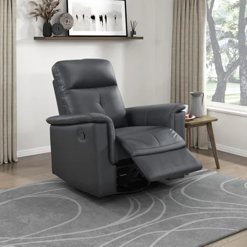 Miniatura 21 de Lexicon Silla reclinable giratoria, sillón reclinable manual de cuero de grano superior, cómodo sillón reclinable para guardería, silla reclinable