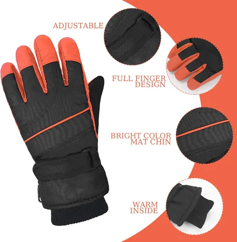 Miniatura 3 de 4 pares de guantes de nieve para niños, guantes de esquí de invierno, impermeables, cálidos, resistentes al viento, guantes de nieve para niños