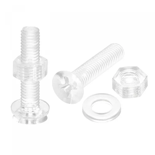 Miniatura 11 de uxcell Tornillos de máquina Phillips de plástico M4 x 0.787 in con tuercas y arandelas planas, pernos de máquina de cabeza plana de PC