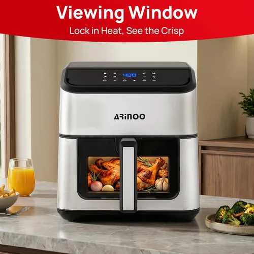 Miniatura 3 de Air Fryer Pro 8 cuartos de galón, freidora de aire 8 en 1 con ventana de visión, aire rápido de 360°, 1500 W, 80% menos de aceite, cesta