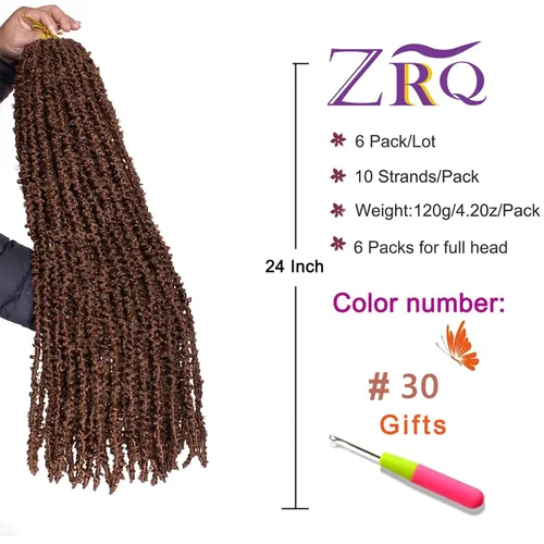 Miniatura 103 de ZRQ Butterfly Locs Cabello de Ganchillo Corto 6 Paquetes Negro Cabello Bob de Ganchillo 8 Pulgadas Locs Sintéticos Desordenados Desgastados Trenzas