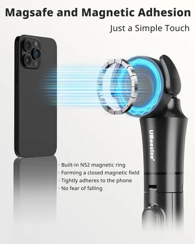Miniatura 2 de UBeesize Trípode magnético de 72 pulgadas para iPhone con control remoto, soporte extensible para teléfono celular, compatible con MagSafe, trípode