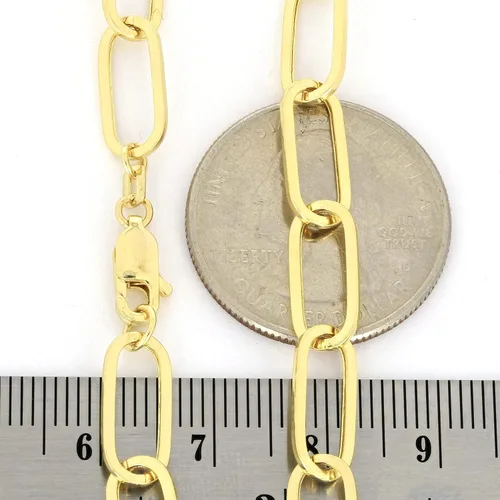 Miniatura 3 de Nuragold Pulsera de cadena de eslabones de cable Rolo alargada de oro amarillo de 10 quilates de 0.236 in, joyería para mujer, cierre de langosta