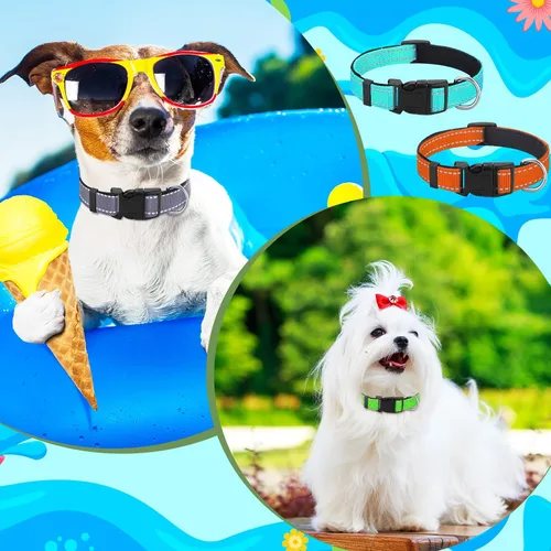 Miniatura 6 de 6 piezas de collar reflectante para perro, suave, acolchado, transpirable, ajustable, de nailon para mascotas, con hebilla de bloqueo de seguridad