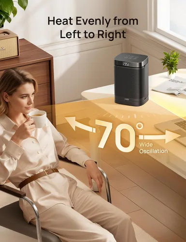 Miniatura 7 de DREO Calentador de espacio, calentadores eléctricos portátiles de 1500 W para uso en interiores, calentador de cerámica PTC para oficina con control