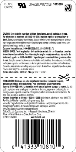 Miniatura 2 de Duracell CR1216 Batería de Litio 3V, Paquete de 1 Unidad, Batería de Moneda de Litio para Llavero, Control Remoto de Carro, Monitor de Glucosa
