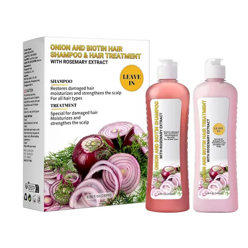 Champú de cebolla y biotina con extracto de romero, fórmula hidratante y fortalecedora para cabello dañado, seco o adelgazante, cuidado nutritivo