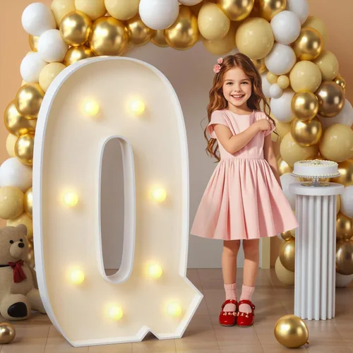 Miniatura 24 de imprsv Letras de marquesina iluminadas, letras de mosaico de 1.2 m con luz para decoración de baby shower, graduación, gran J para decoraciones