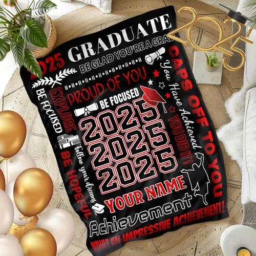 Miniatura 2 de Mantas personalizadas para clase de 2024 con nombre, manta de forro polar de 30 x 40 pulgadas para niños, regalos de graduación suaves y acogedores