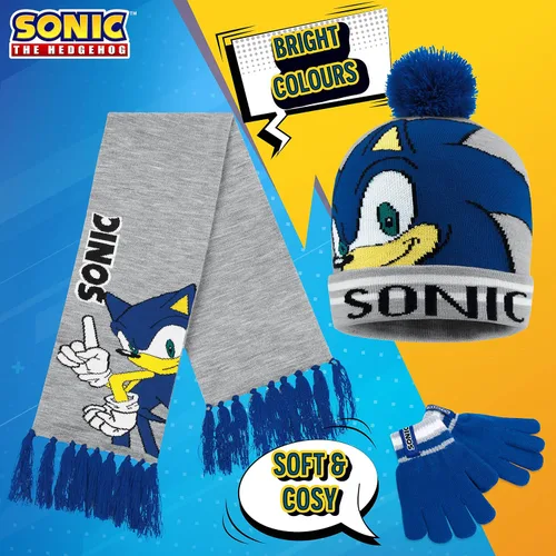 Miniatura 2 de Sonic The Hedgehog Conjunto de gorro, bufanda y guantes para niños
