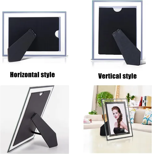 Miniatura 3 de ABAJI Marco de vidrio para fotos de alta transparencia, estilo vertical y horizontal para estante de escritorio y mesa de oficina, galería familiar