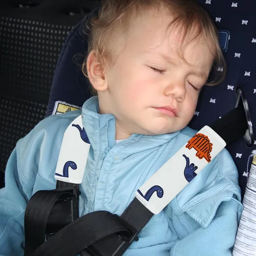 Miniatura 7 de Funda para correa de bebé para niños, 2 fundas para cinturón de seguridad de automóvil, protector de almohadilla para el cuello para niños recién