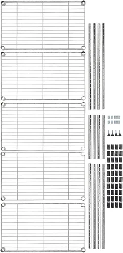 Miniatura 9 de Amazon Basics Estantería de almacenamiento ajustable de 5 estantes, (capacidad de carga de 200 libras por estante), estante de alambre organizador