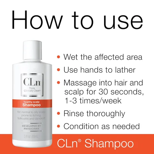 Miniatura 5 de CLn Champú con ácido salicílico – 3 onzas líquidas, champú anticaspa aclarante para cabello graso, picazón o cuero cabelludo escamoso propenso a