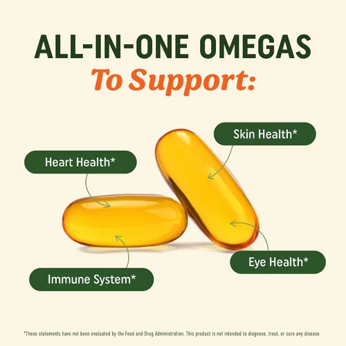 Miniatura 4 de Suplementos veganos de Omega 3 6 9 Mezcla de Omega 369 triple a base de plantas de 2000 mg Apoyo para la salud del corazón, el cerebro, la piel