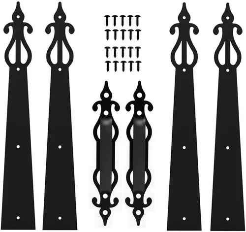 CCJH Hardware de metal para puerta de garaje, accesorios decorativos para casa de carro, bisagras falsas montadas con tornillo, 6 unidades, color