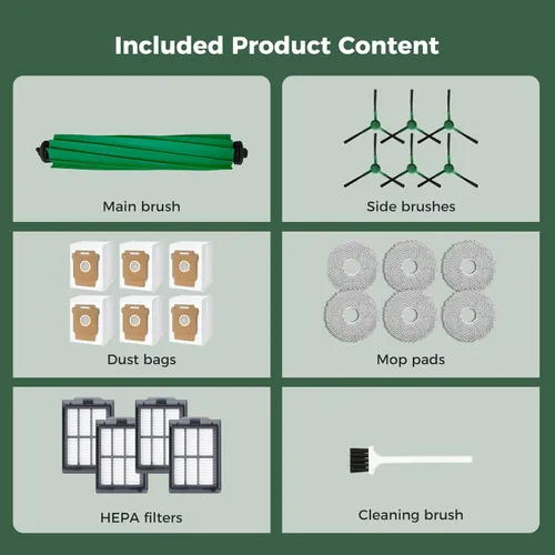 Miniatura 8 de Kit de 24 accesorios para iRobot Roomba Plus 405 Combo/505 Combo/507 Combo Robot Aspirador: 1 cepillo principal, 6 bolsas de polvo, 6 almohadillas