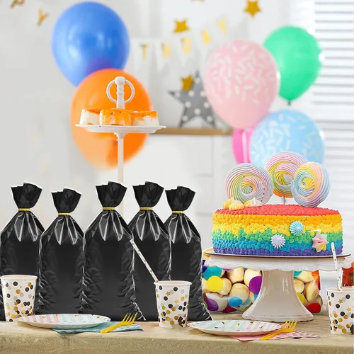 Miniatura 6 de Lecpeting 100 bolsas de celofán, bolsas de plástico para dulces con lazos giratorios para envoltura de regalo, cumpleaños, boda, baby shower