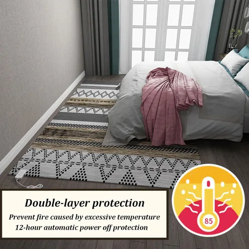 Miniatura 5 de Electric Heated Area Rug, Portable Heated Floor Mat with Timer & Adjustable Temperature, Foot Warmers Under Desk, Mobile Floor Heating Pads for Home