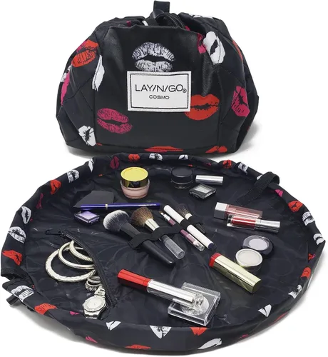 Miniatura 35 de Lay-n-Go Cosmo Layflat - Organizador de cosméticos y maquillaje con cordón y bolsillo con cremallera, bucles para cepillos y más, se ajusta