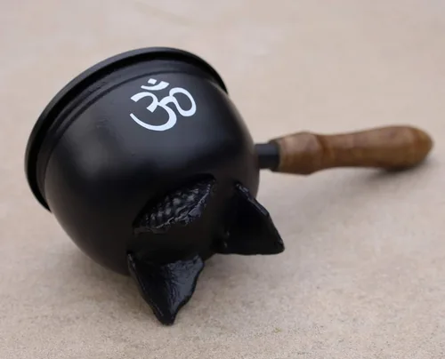 Miniatura 4 de Quemador de incienso de carbón de metal grande con mango de madera (Om)