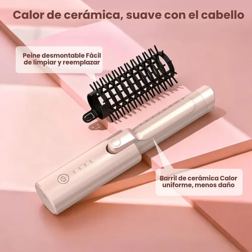Miniatura 5 de Youbella Cepillo de rizador de pelo inalámbrico, rizador de pelo portátil de viaje, mini cepillo redondo calentado de 1.5 pulgadas, varita alisadora