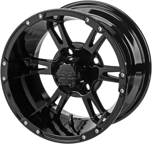 Miniatura 2 de Bundle - 9 Items: LSI Raptor 14" Golf Wheels Gloss Black 23" X-Trail Tires [for E-Z-GO & Club CarGolf Carts]