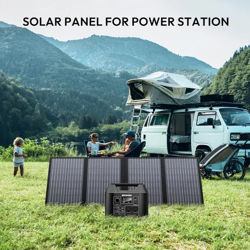 Miniatura 2 de Panel solar portátil, cargador de panel solar plegable de 60 W para generador portátil, estación de energía eléctrica, viene con soportes