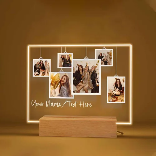 Miniatura 10 de Regalo especial de Navidad, lámpara de luz nocturna personalizada, fotos en placa acrílica, regalo para papá, mamá, regalo para familia, cumpleaños