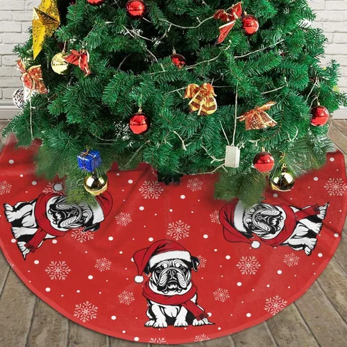 Falda de árbol de Navidad de Bulldog inglés, hermosa para adornos de fiesta de Navidad, accesorio de decoración de vacaciones, 30 pulgadas