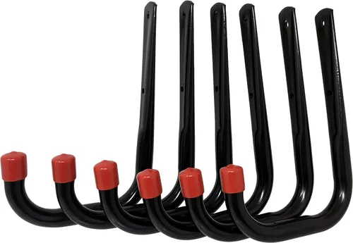 Tetra-Teknica UH02-6P Ganchos de almacenamiento de garaje resistentes, tamaño mediano, color negro, 6 por paquete