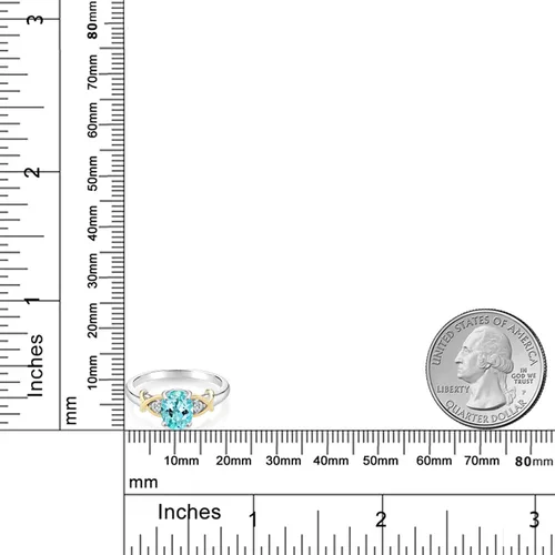 Miniatura 121 de Anillo de compromiso de oro amarillo de 10 quilates y plata 925 con piedra natal y diamantes cultivados en laboratorio para mujer, ovalado de 0.315