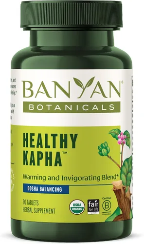 Banyan Botanicals Organic Healthy Kapha – Suplemento herbario cálido y vigorizante – Apoya el movimiento sistémico, la energía física y la