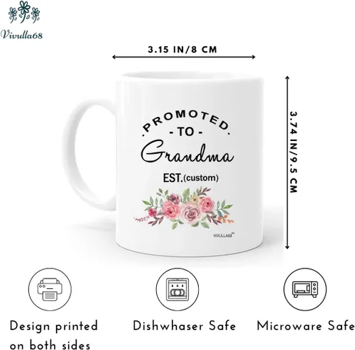 Miniatura 2 de Taza personalizada con texto en inglés "Promoted To Grandma Cup, Frist Time Grandma Cup, Grandma To Be", regalo para la nueva abuela, tazas de café